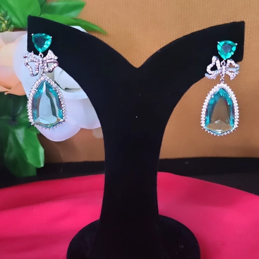 American Diamond Crystal Green doublet stone Earrings